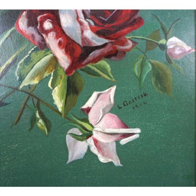 1900 - 1909 Early 20th Century English Floral Still Life -- Pink and Red Hybrid Tea Roses by L. Griffin For Sale - Image 5 of 6