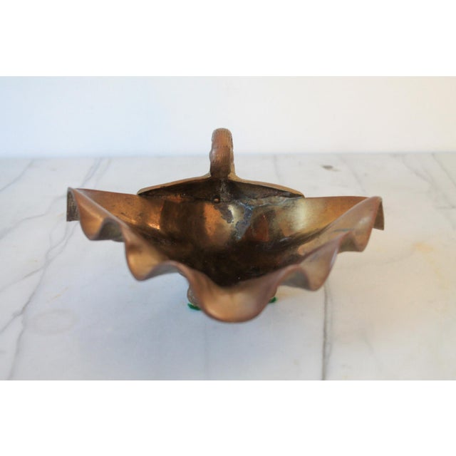 Vintage Footed Brass Shell Catchall or Soap Dish For Sale In Milwaukee - Image 6 of 12