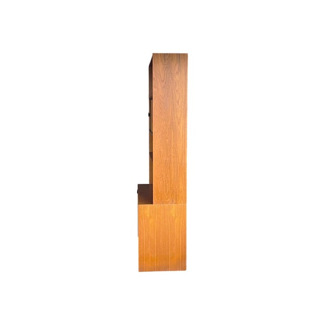 Restored 1960s Danish Modern Bookcase Cabinet With Carved Pulls & Sliding Doors For Sale - Image 16 of 17