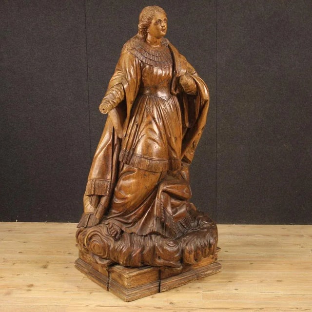 Wood German Artist, Saint on a Cloud, 1780, Wood For Sale - Image 7 of 13