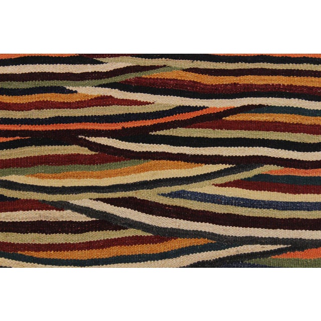 Southwestern Kilim Tan Blue Wool Rug - 2'10" X 4'3" For Sale - Image 4 of 7