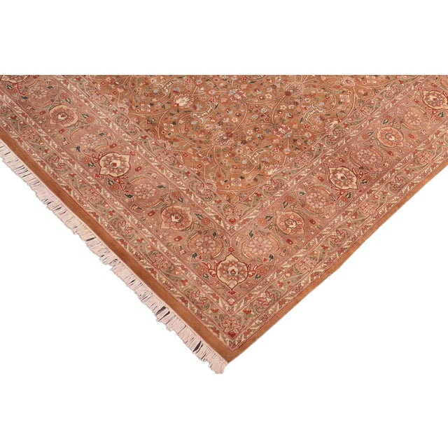 Shabby Chic Shabby Chic 1990's Floral Pak-Persian Brown/Green Wool Rug - 8'1'' X 10'10'' For Sale - Image 3 of 9