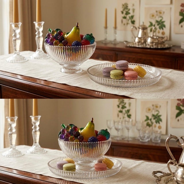 Vintage Ribbed Glassware Footed Bowl and Matching Underplate, Circa 1930s to the 1960s For Sale - Image 12 of 12