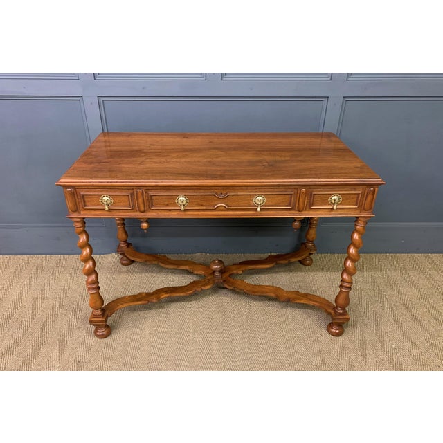 Walnut Barley Twist 3 Drawer Side Table, 1900s For Sale - Image 15 of 16