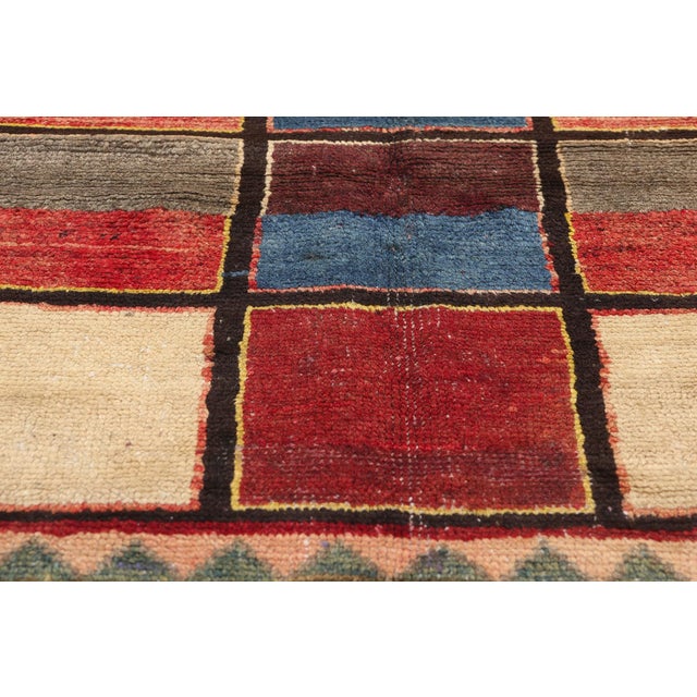 Mid 20th Century Vintage Persian Lori Checkerboard Rug - 04'01 X 04'10 For Sale - Image 5 of 9
