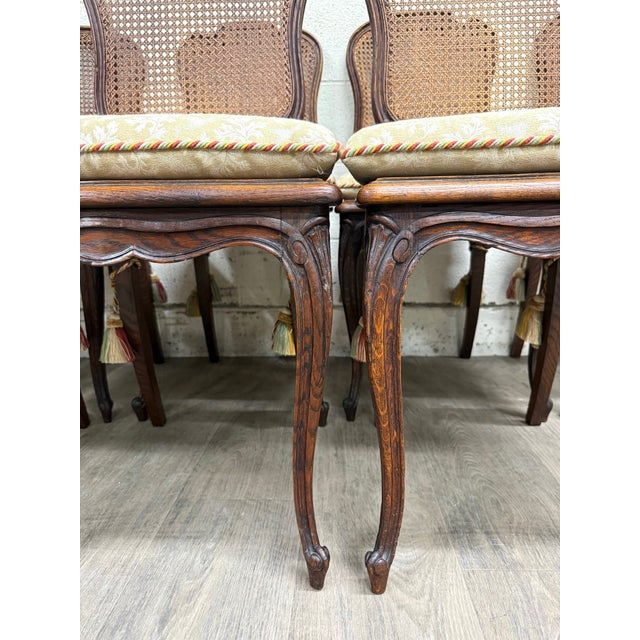 Vintage French Country Louis XV Style Cane Back Cane Seat Dining Chairs For Sale In Kansas City - Image 6 of 11