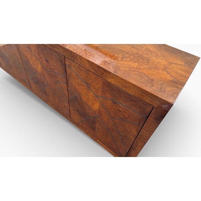 Aldo Tura Inspired Art Deco Lacquered Exotic Wood Sideboard For Sale - Image 9 of 16