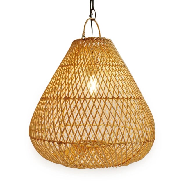 Raw Rattan Batu Drop Pendant Light Medium For Sale In Los Angeles - Image 6 of 11