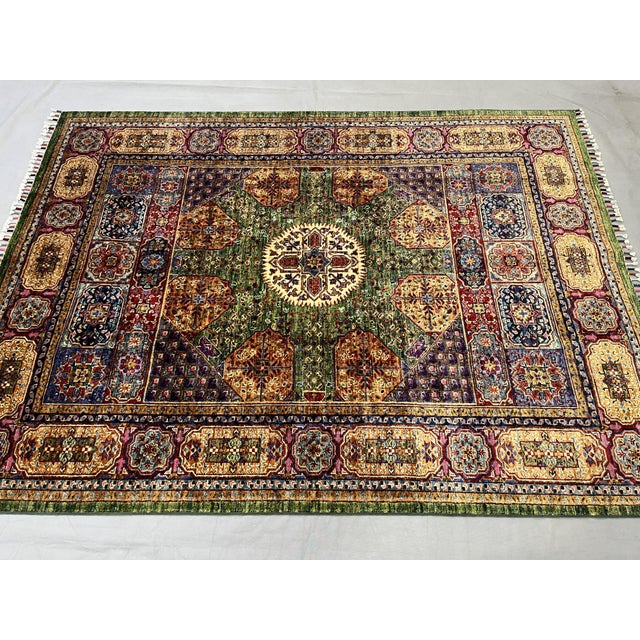 Green Green Mamluk Natural Dye Wool Rug, 5'2" X 6'11" For Sale - Image 8 of 15