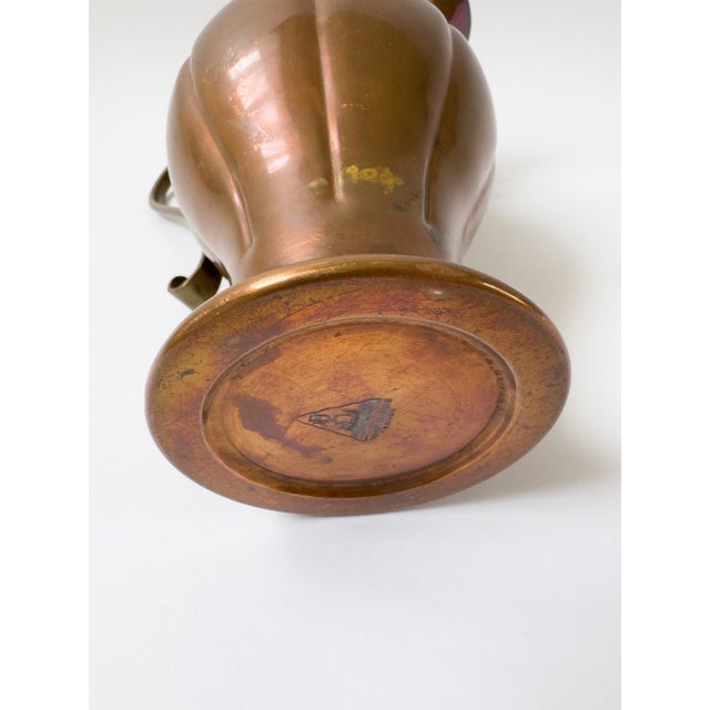 Vintage French Copper Pitcher With Sculptural Brass Handle – Villedieu For Sale - Image 10 of 12