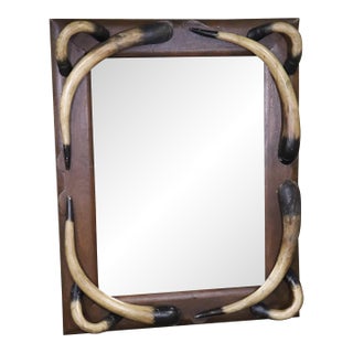 Mid 20th Century Large Horn Trim Mirror For Sale