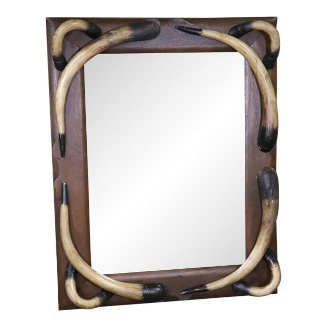 Mid 20th Century Large Horn Trim Mirror For Sale