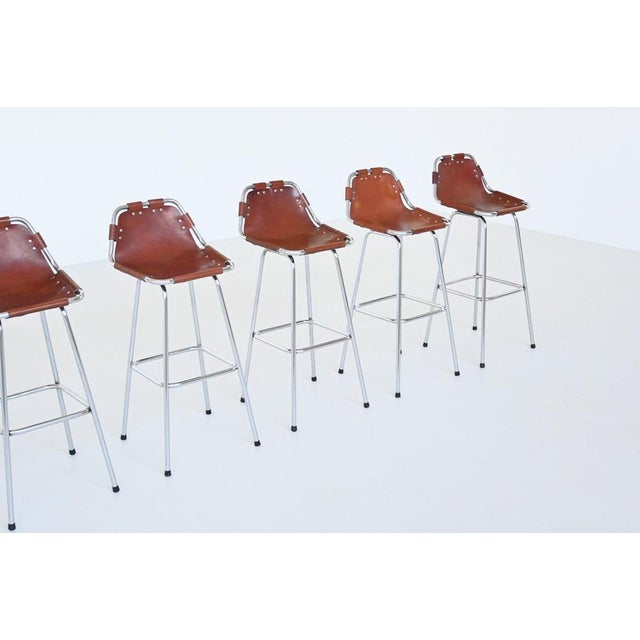 Charlotte Perriand Bar Stool in Leather Les Arcs Ski Resort by Charlotte Perriand, France, 1960s For Sale - Image 4 of 18