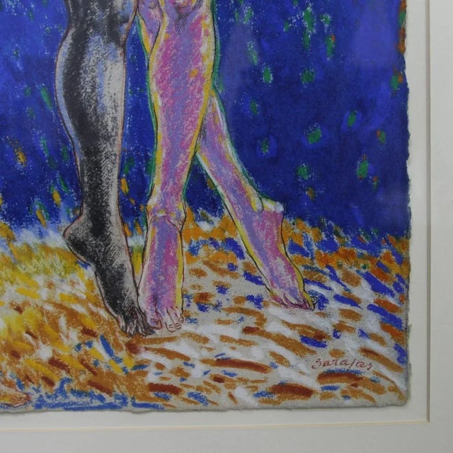 Andrés Barajas, Figures, 1990s, Oil Pastel on Paper, in Very Good conditions. Designed 1990 to 1999 This piece has an...