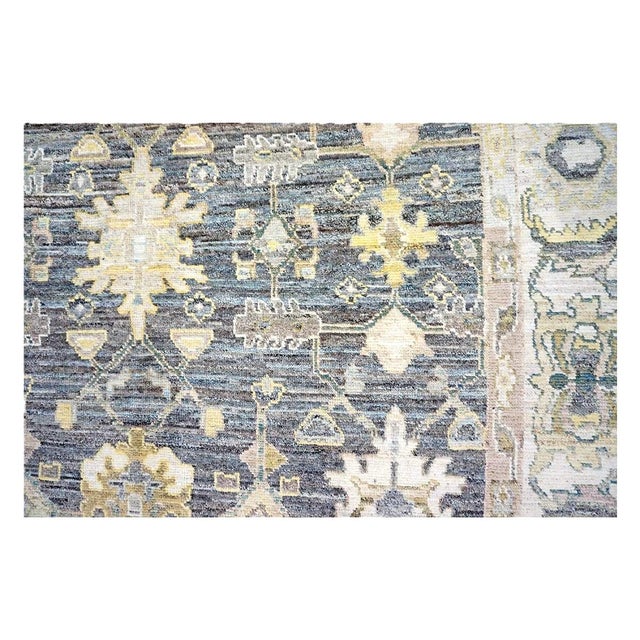 Textile 21st Century Turkish Oushak Wool 9x14 Charcoal, Ivory & Yellow Handmade Area Rug #1144102 For Sale - Image 7 of 11