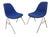 Metal Mid Century Modern Eames for Herman Miller Molded Fiberglass Shell Chairs With Alexander Girard Blue Upholstery - Set of 4 For Sale - Image 7 of 10