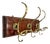Italian Art Nouveau Wall Coat Rack in Wood and Brass, 1920s For Sale