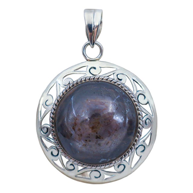 Rare Star Ruby Sterling Silver Pendant For Sale