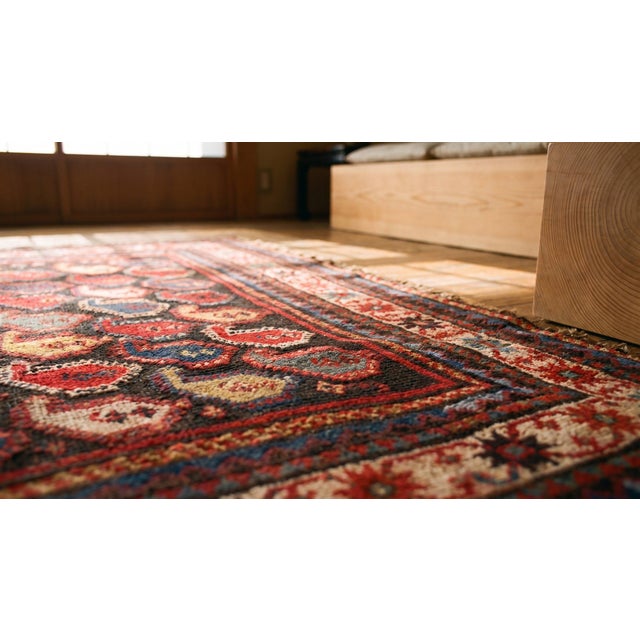Textile 1890s Brown Paisley Antique Caucasian Karabagh Rug 3'10" X 6'9" Handknotted Wool Carpet For Sale - Image 7 of 8