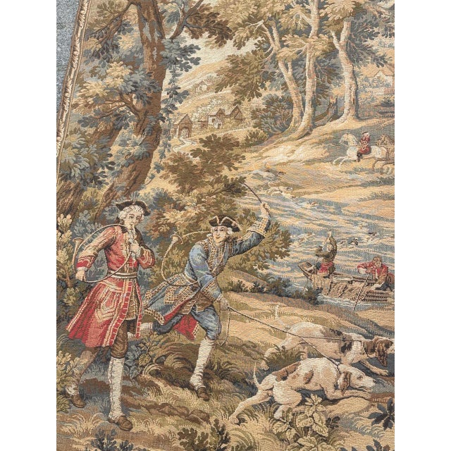 Vintage French Aubusson Jacquard Tapestry Hunting with Hounds, 1970s For Sale - Image 11 of 18