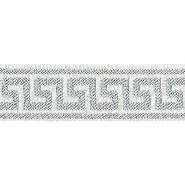 Mediterranean Sample - Schumacher Etienne Silk Greek Key Trim Narrow in Cloud For Sale - Image 3 of 3