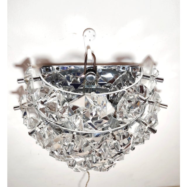 German Crystal Wall Sconce, 1970s, in Very Good conditions. Designed 1970 to 1979 European Plug (up to 250V).The wiring of...