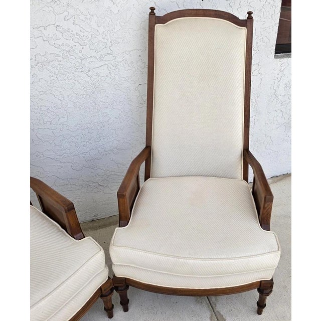 Vintage 1960s Italian Hollywood Regency High Back Lounge Armchairs Pair For Sale - Image 9 of 17