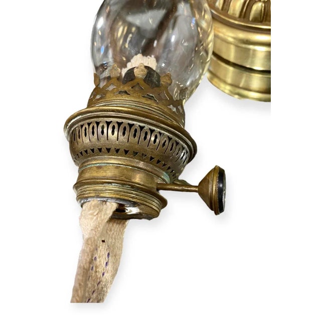 Antique German Chased Gilt Brass Oil Lamp For Sale - Image 4 of 8