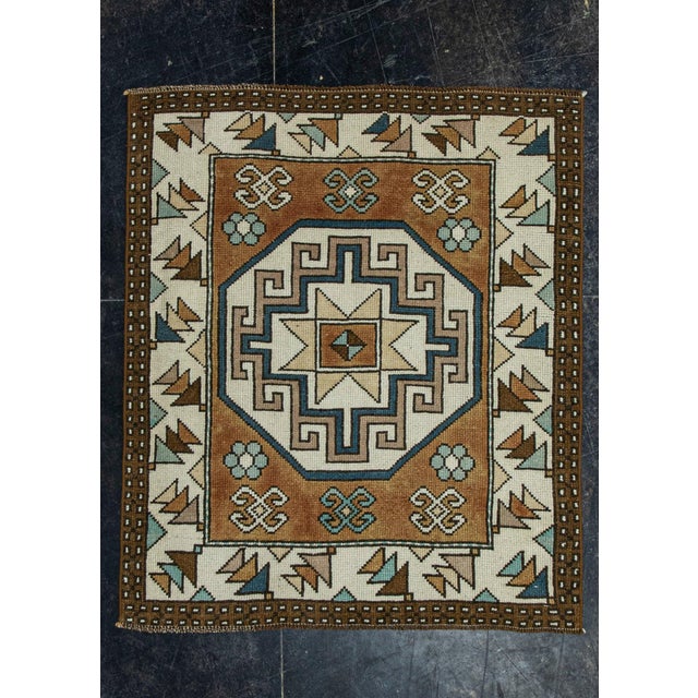 Brown Turkish Vintage Square Rug 3' x 3'6" #20564 For Sale - Image 8 of 8