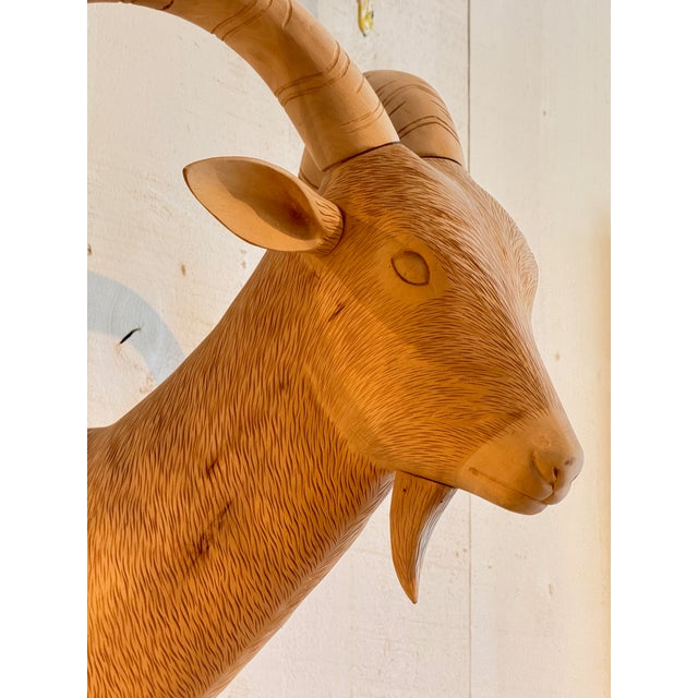 Carved Wood Antelope Head Wall Mount For Sale - Image 4 of 7