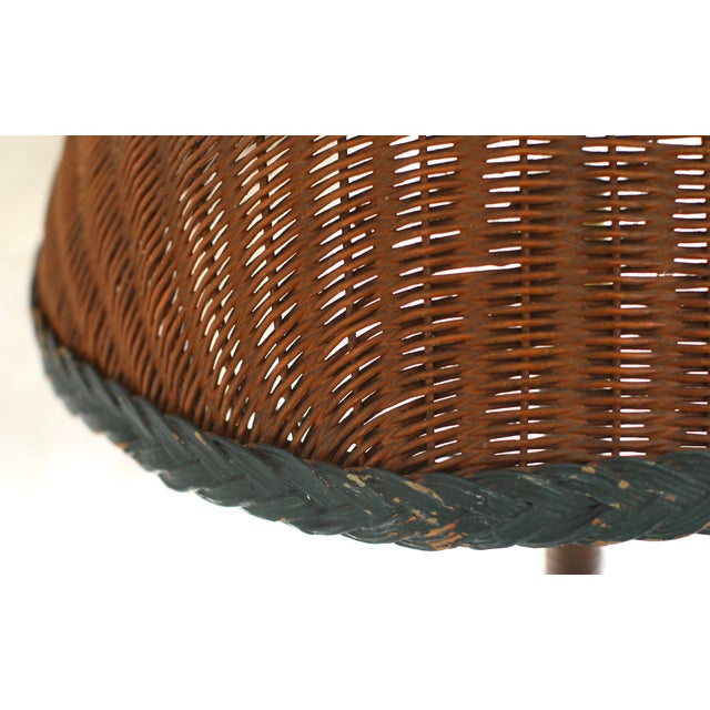 Rustic Early 20th Century Wicker Lamp With Matching Shade For Sale - Image 3 of 10