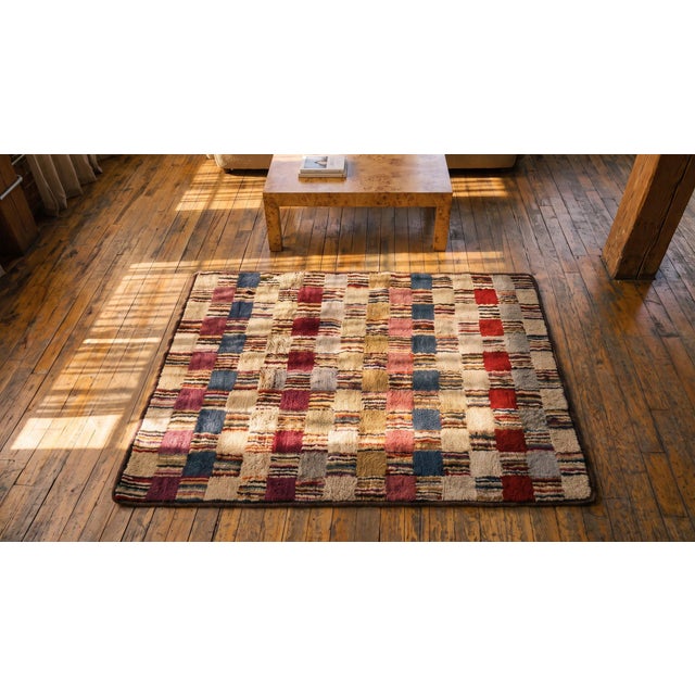 Wonderful Multi Color With Unique Symmetrical Design Antique American Hooked Rug For Sale - Image 14 of 15