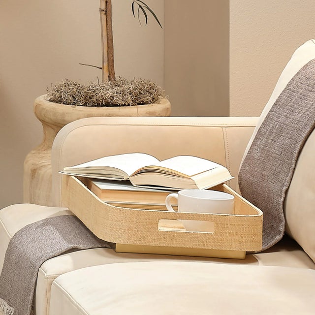 Jamie Young Utopia Footed Raffia Tray For Sale In Los Angeles - Image 6 of 6