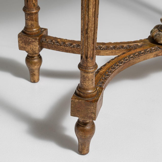 19th Century France Antique Gold Giltwood Carved Giltwood Gueridon Table For Sale - Image 10 of 11
