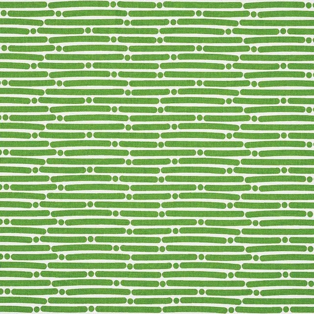 Schumacher X Studio Bon Dot Dash Fabric in Green For Sale