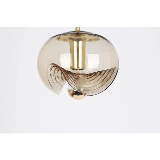Large Smoked Glass Pendant Light from Peill & Putzler, Germany, 1970s For Sale - Image 4 of 8