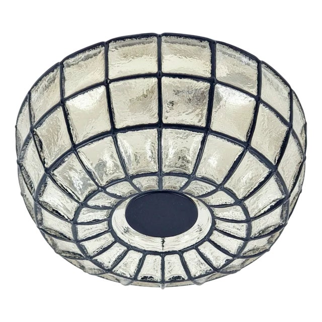 Large Mid-Century Modern Glass Ceiling Light from Limburg, Germany, 1960s For Sale