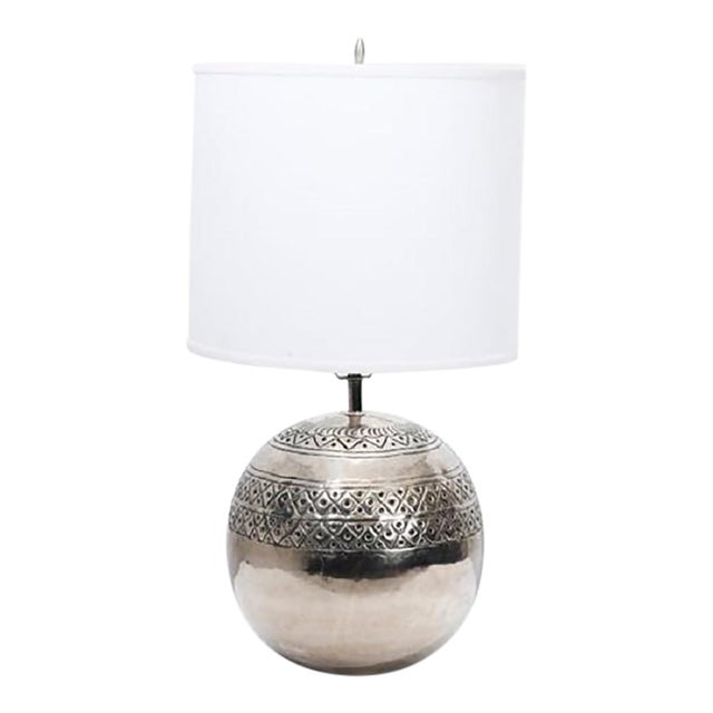 Polished Nickel Lamp by Sarreid Ltd, 1970 For Sale