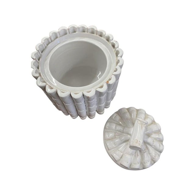Italian Vintage Cream Italian Faux Bamboo Pottery For Sale - Image 3 of 3