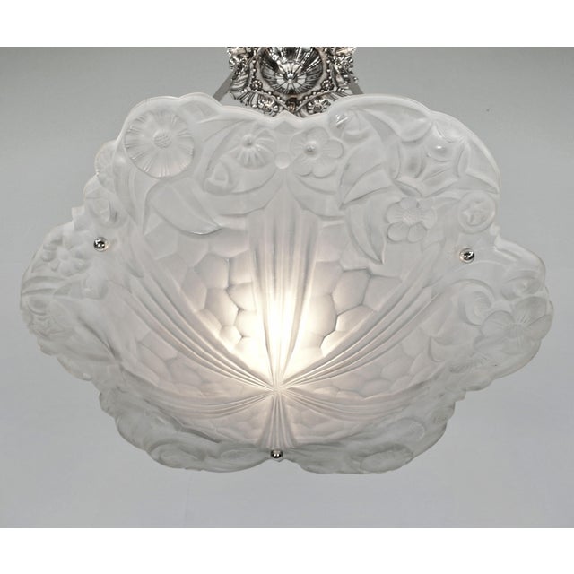 David Gueron Degue Huge French Art Deco Pendant Light by Degue 1930 France For Sale - Image 4 of 11