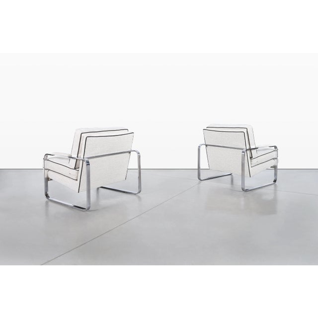 1970s Vintage Boucle and Chrome Lounge Chairs Attributed to Milo Baughman- Set of 2 For Sale - Image 5 of 13