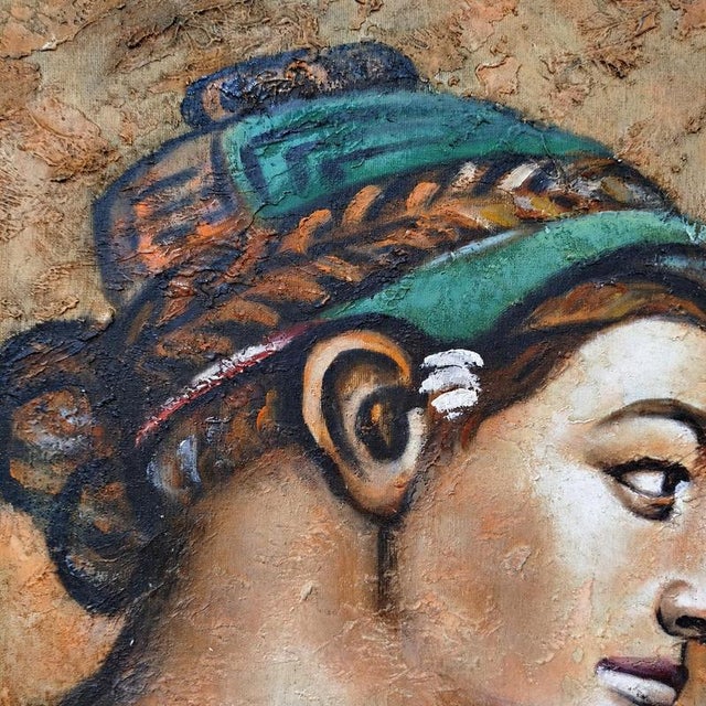 S. Pereira, Bust of Egyptian Inspiration, Oil on Canvas, Framed For Sale - Image 5 of 9