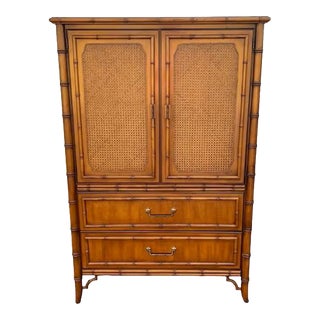 Late 20th Century Vintage Dixie Faux Bamboo Tahiti Armoire For Sale