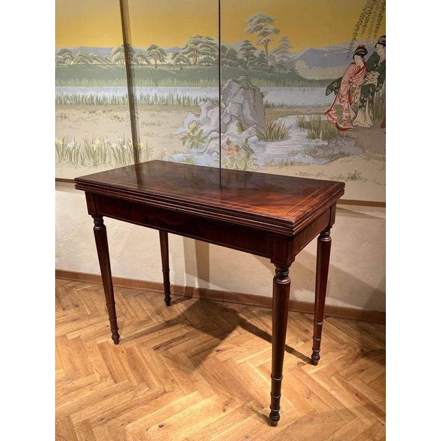 18th Century Italian Mahogany & Maple Inlaid Consoles or Folding Game Tables, Set of 2 For Sale - Image 16 of 18