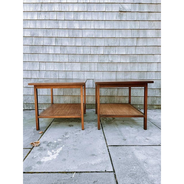 1960s 1960s Lane Mid-Century Modern Rattan Accent Tables - a Pair For Sale - Image 5 of 7