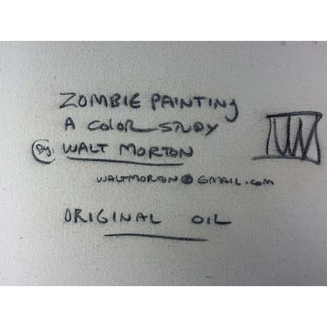 Walt Morton “Zombie Painting” 1995 Oil Study, Surreal, Dead Astronaut, 24x36 For Sale - Image 15 of 15