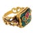 Early 20th Century Victorian Ruby Green Glass 20k Yellow Gold Ring, Size 8.25 For Sale - Image 4 of 6