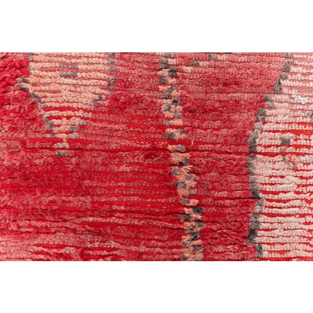 Doris Leslie Blau Vintage Moroccan Abstract Brick Red Hand-Knotted Wool Rug For Sale - Image 4 of 8