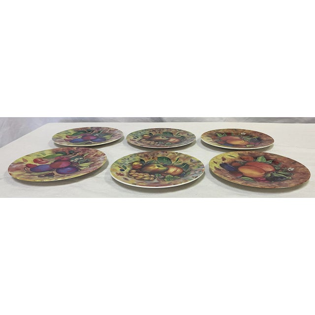 Vintage 'Email De Limoges Godinger' Fruit Plates- Set of 6 For Sale - Image 9 of 12
