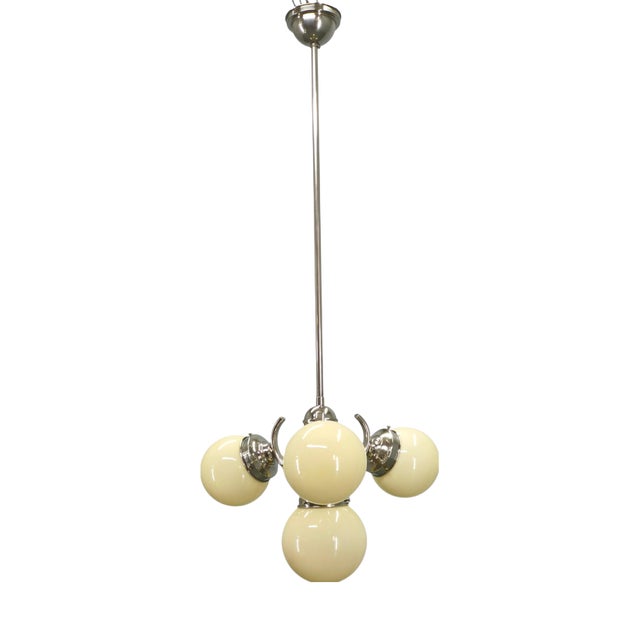 Bauhaus Czechoslovakian Globe Chandelier, 1930s For Sale